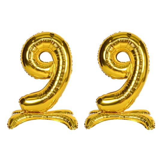 Beistle 26" Gold Self-Standing Foil Balloon Numbers, 2ct. | Numeral 9 | Michaels®